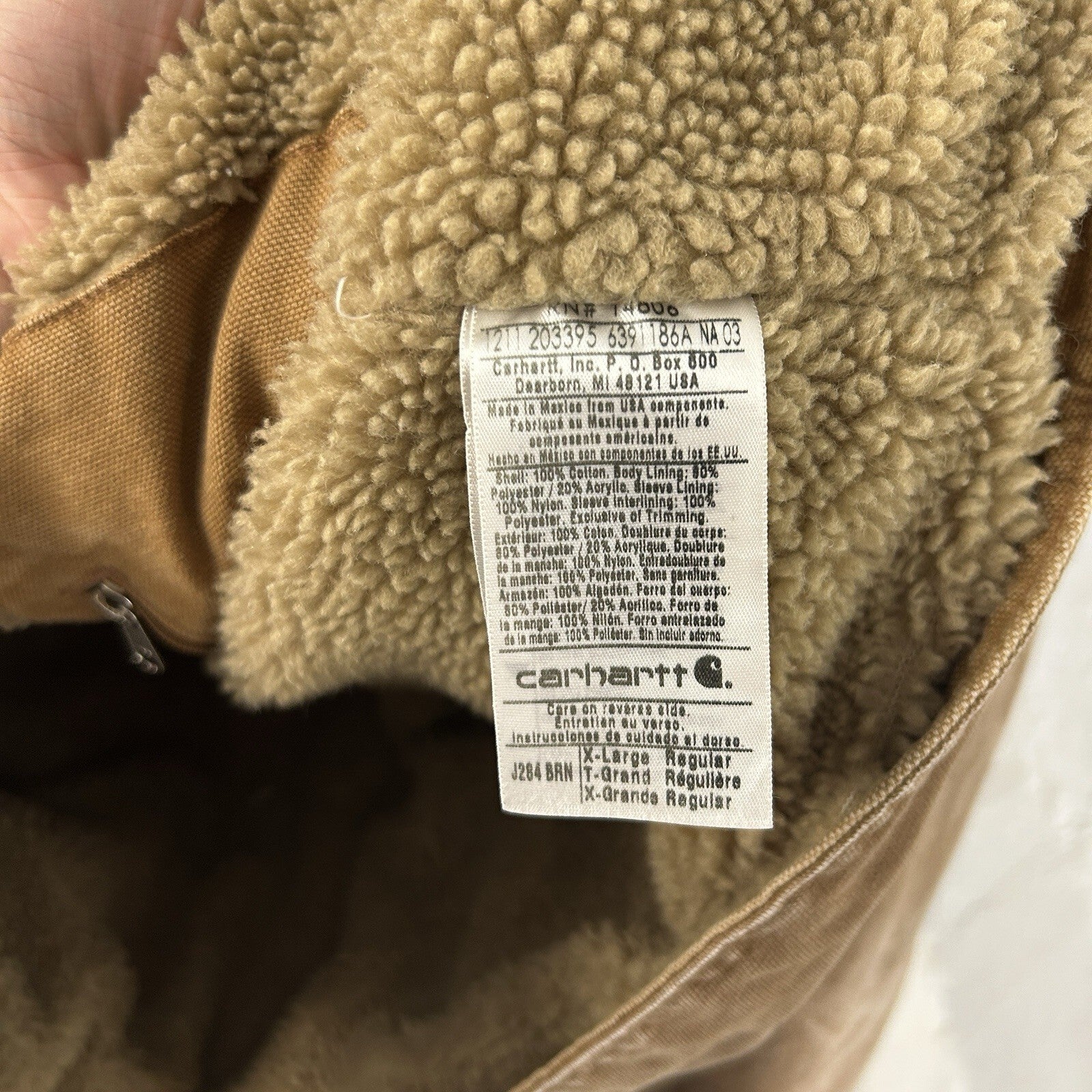 Y2K Carhartt Sherpa-Lined Hooded Multi-Pocket Jacket “Brown” J284 BRN Men’s XL