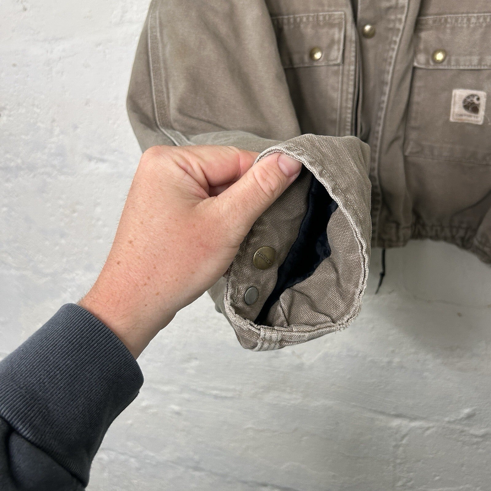 Vintage Carhartt Wool-Lined Cropped Duster Coat “Chestnut” PB2321 Men’s Small