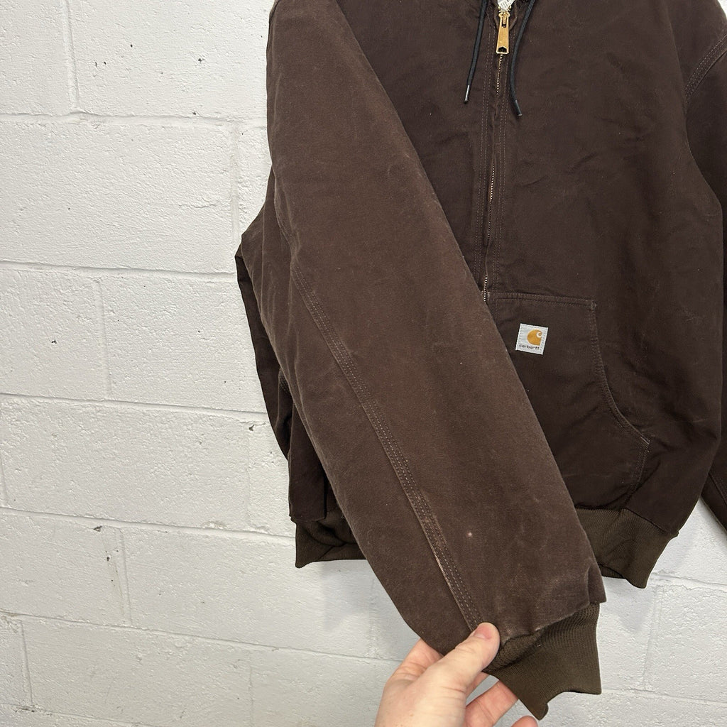 Vintage Carhartt Fleece-Lined Hooded Jacket “Dark Brown” J158 DKB Men's X-Large