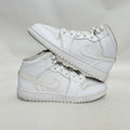 Nike Air Jordan 1 Mid GS “Triple White” 554725-126 5Y/Women’s 6.5 Worn