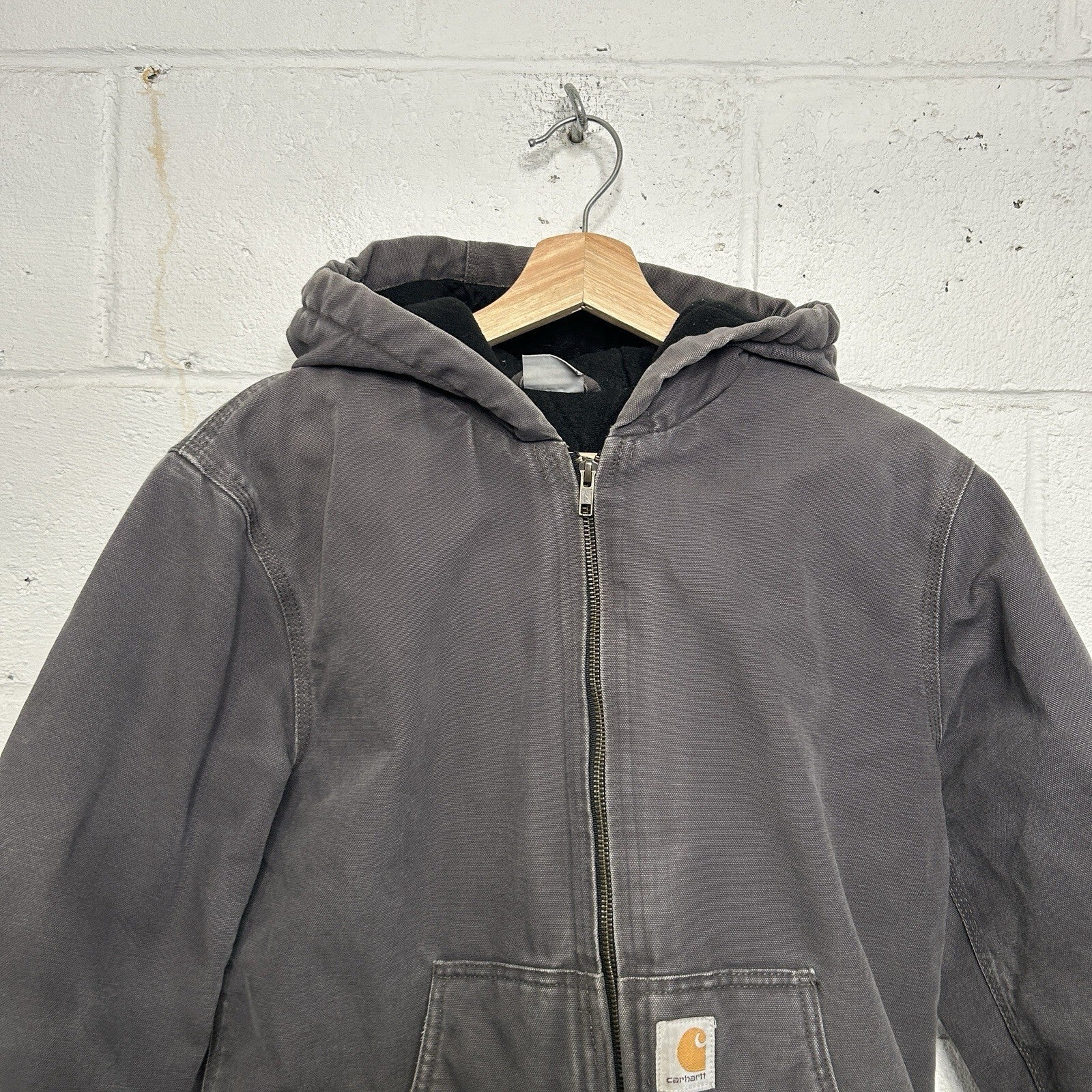 Vintage Carhartt Hooded Active Jacket “Grey” Youth Large/Women’s Extra-Small