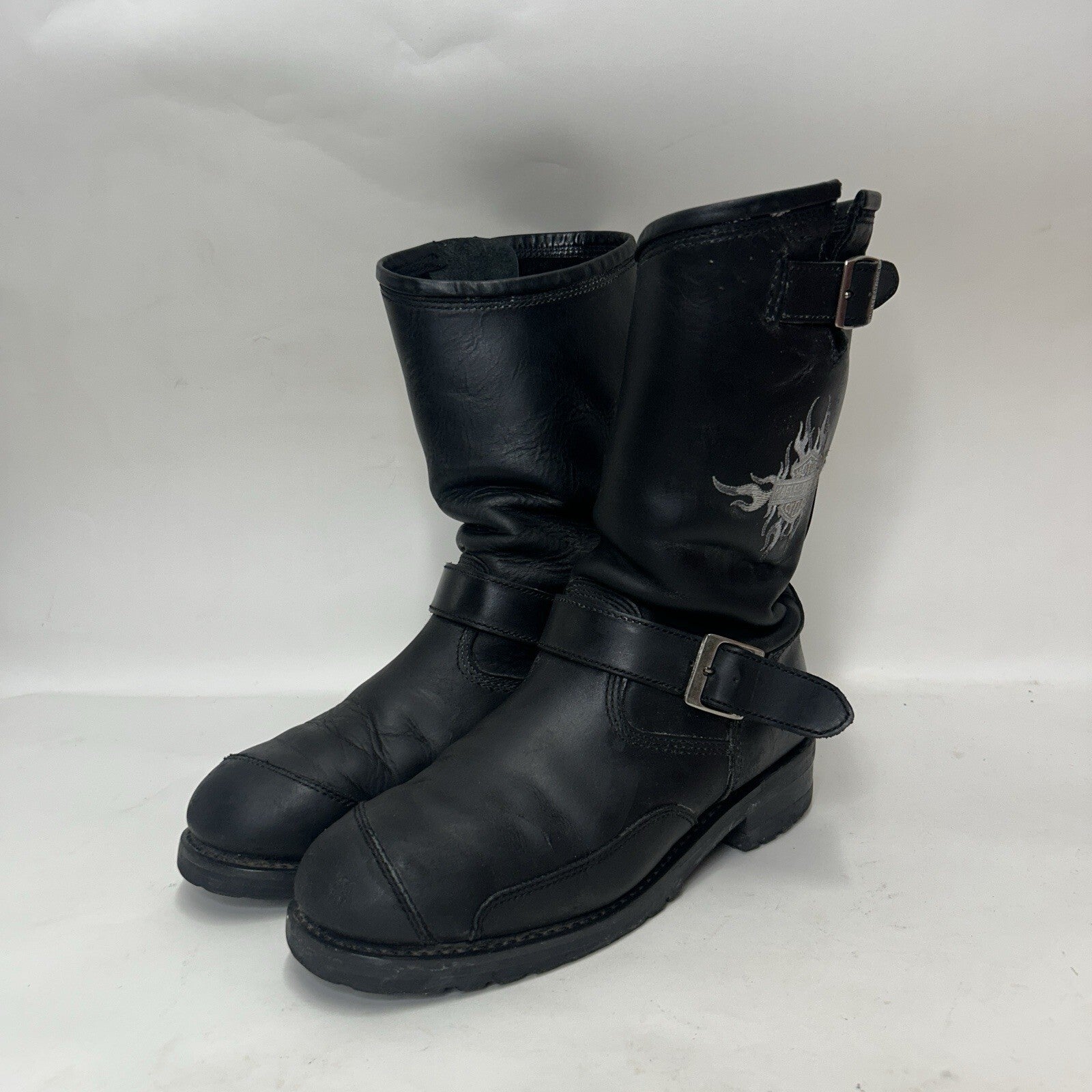 Harley Davidson Embroidered Flames Biker Engineer Boots “Black” Men’s 10.5