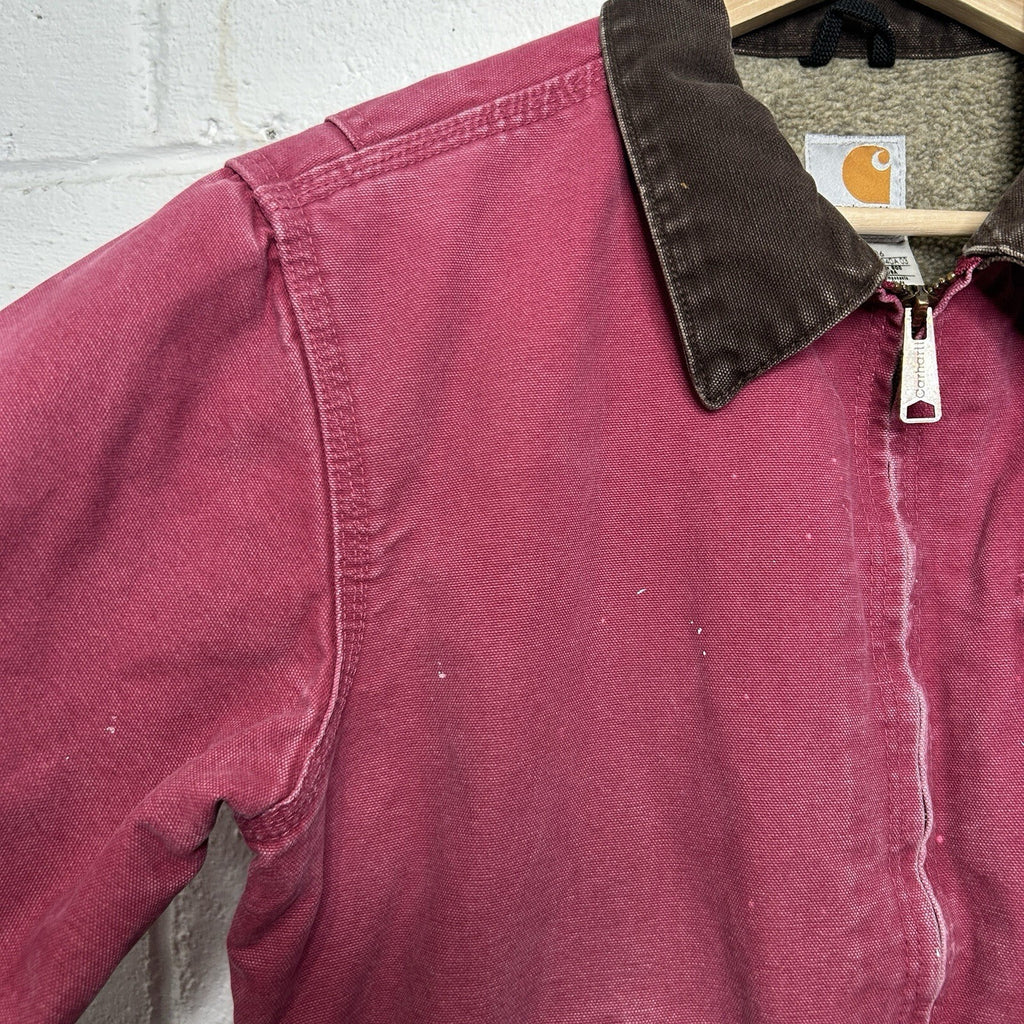 Vintage Carhartt Sherpa-Lined Detroit Jacket “Raspberry” WJ097 RBY Women’s Small