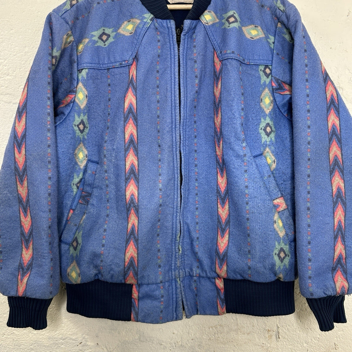 Vintage Saddle King Western Thermal-Lined Aztec Southwest Jacket “Blue” Men’s L