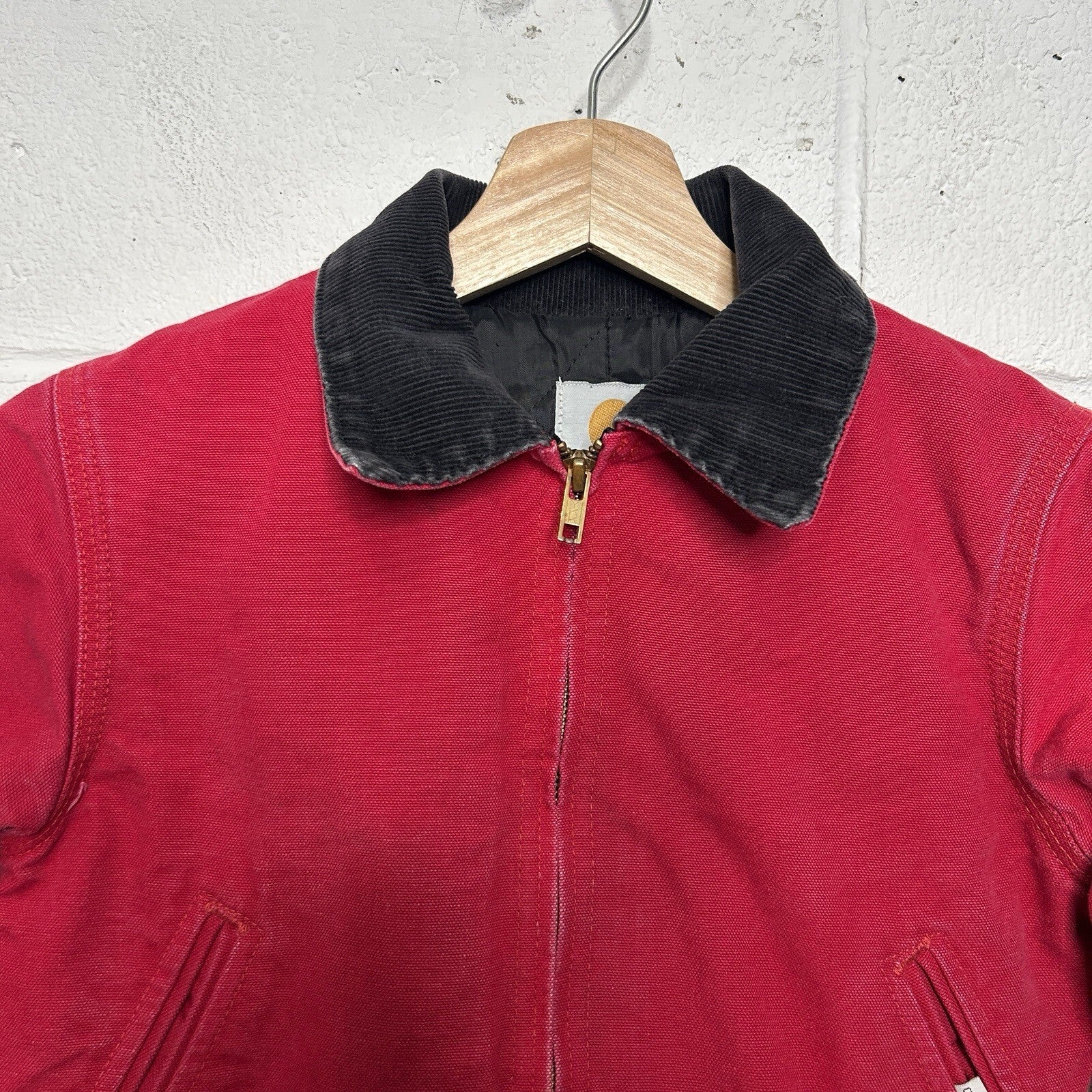 Vintage Carhartt Firm Duck Quilt-Lined Detroit Jacket “Red” JQ600 Youth Medium