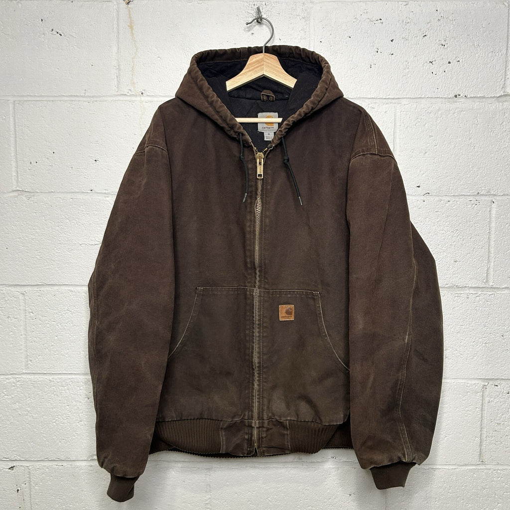 Vintage Carhartt Hooded Active Jacket “Dark Brown” J130 DKB Men’s X-Large Worn