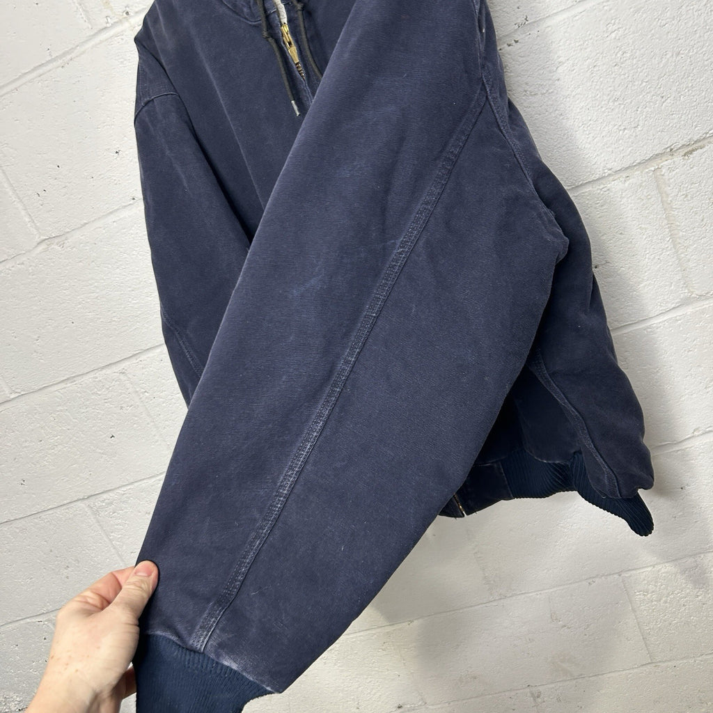 Vintage Carhartt Hooded Active Jacket “Midnight Blue” J130 MDT Men’s 2XL