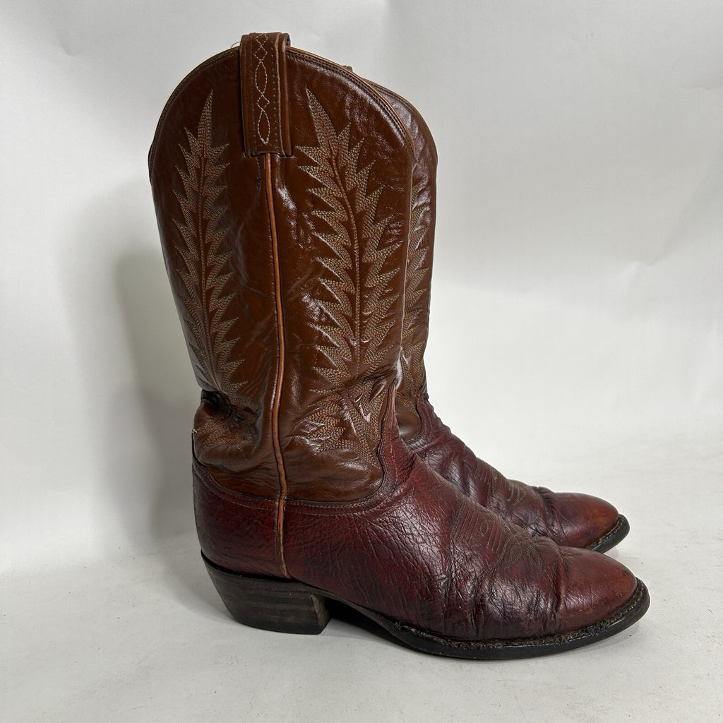 Vintage Tony Lama Leather Western Cowboy Boots Gold Label “Brown” Men’s 8.5D