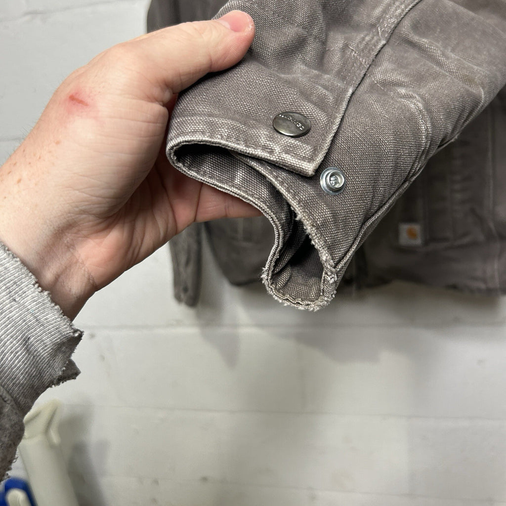 Y2K Carhartt Sherpa-Lined Sandstone Berkley Jacket “Taupe Grey” 100657-032