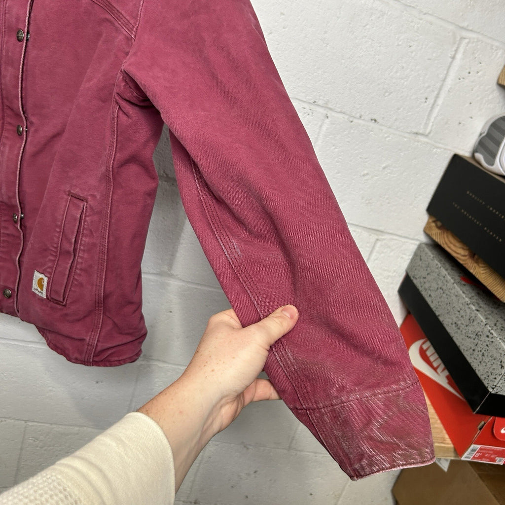 Y2K Carhartt Sherpa-Lined Sandstone Berkley Jacket “Merlot” 100657-648 Women’s M