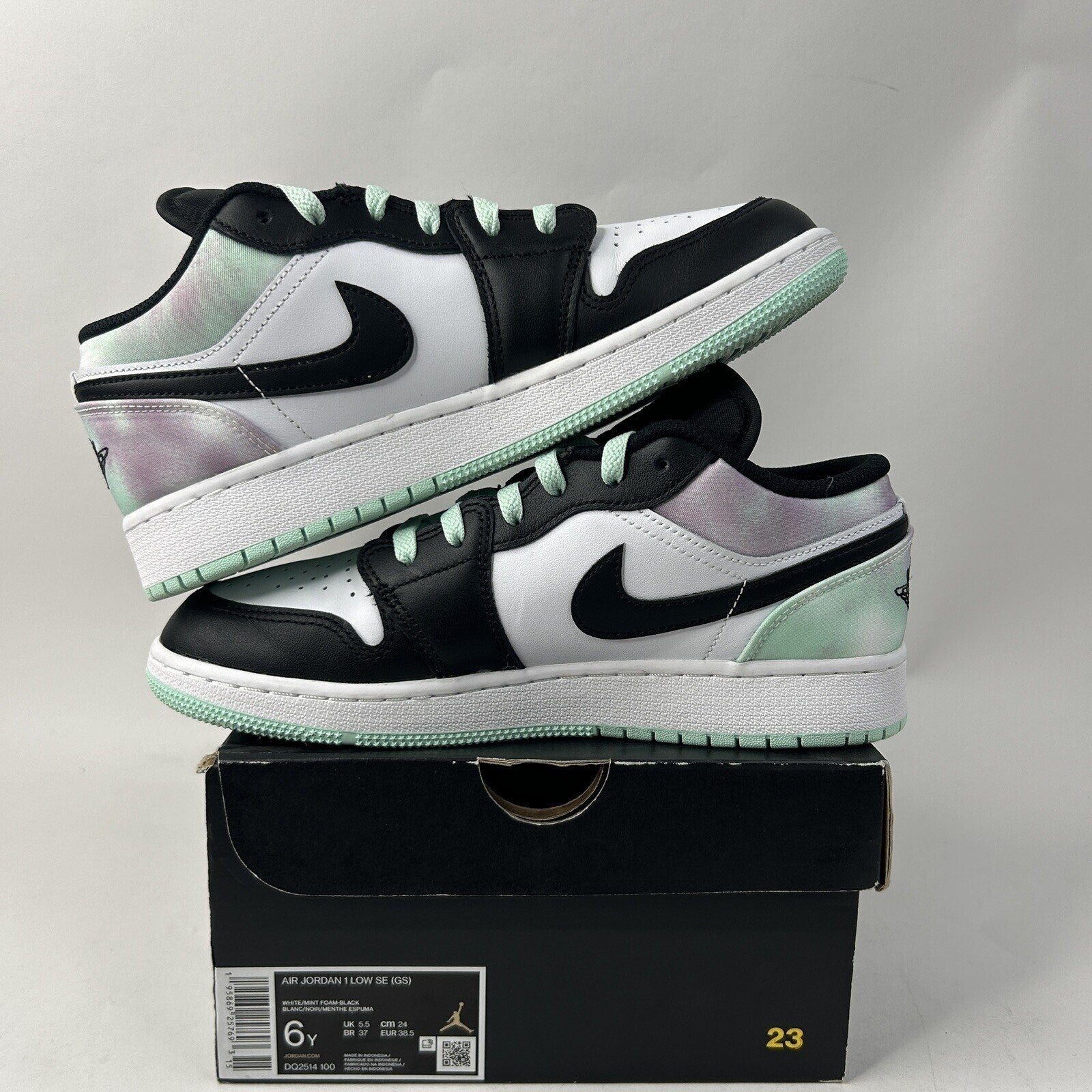Nike Air Jordan Retro 1 Low GS SE “Easter Pastel/Tie-Dye' DQ2514-100 6Y Worn