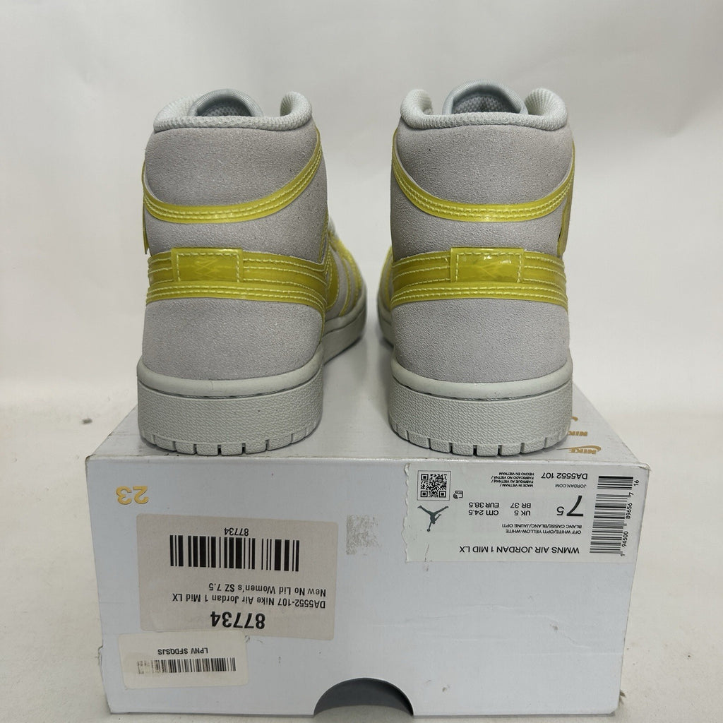 Nike Air Jordan 1 Mid LX “White Opti Yellow” Shoes DA5552-107 Women’s 7.5 New