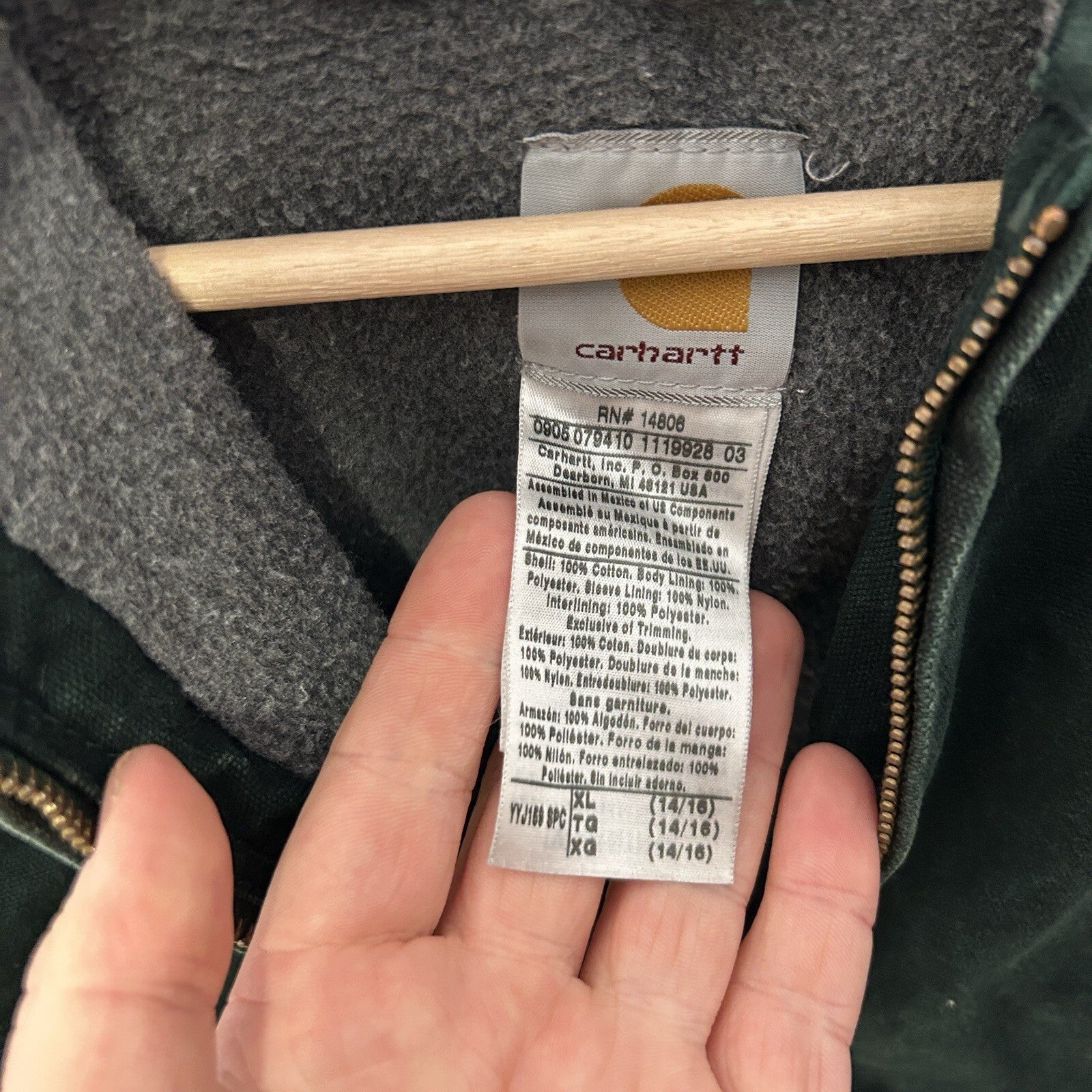 Vintage Carhartt Hooded Active Jacket “Spruce” YYJ159 SPC Youth XL/Women’s Small