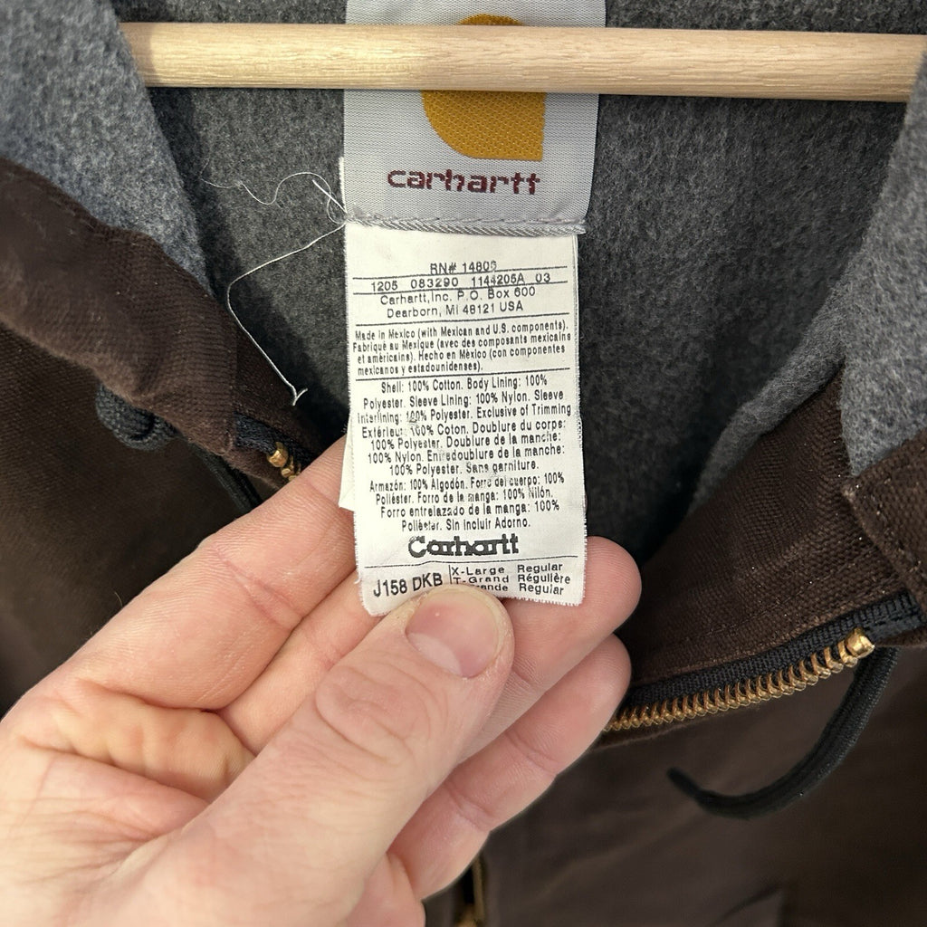 Vintage Carhartt Fleece-Lined Hooded Jacket “Dark Brown” J158 DKB Men's X-Large