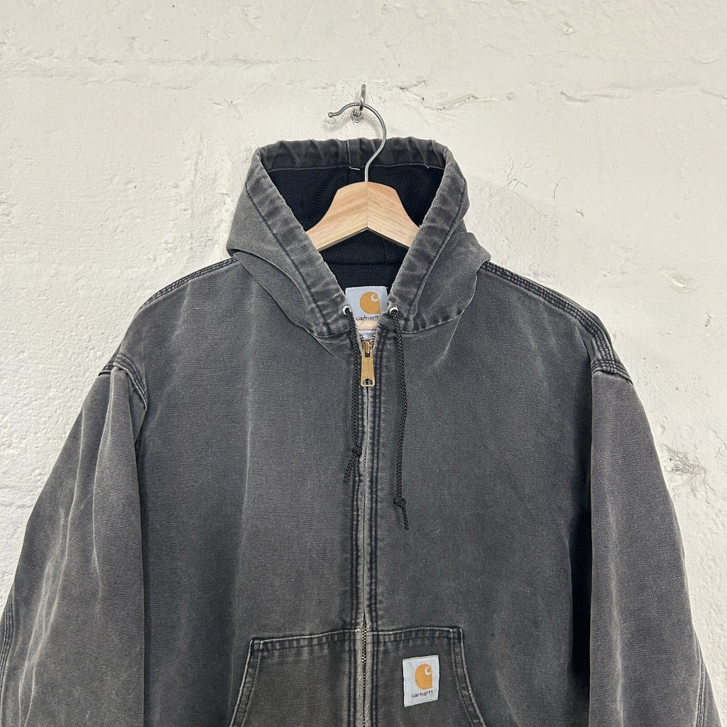 Vintage Faded Carhartt Thermal Hooded Active Jacket “Black” JR105 Men’s Large