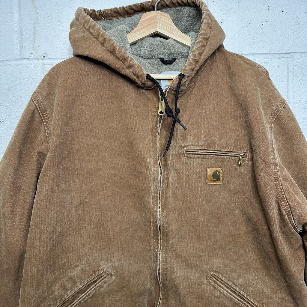 Y2K Carhartt Sherpa-Lined Hooded Detroit Jacket “Brown” J141 BRN Men’s X-Large