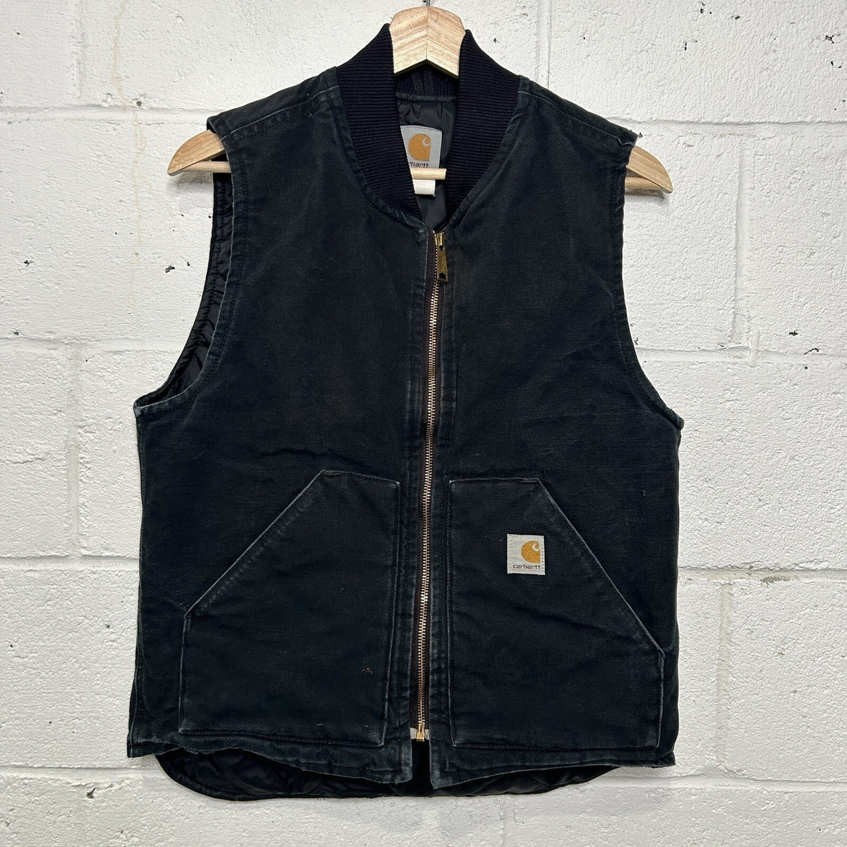 Vintage Faded Carhartt Quilted Canvas Artic Vest “Black” V01 BLK Men’s Small