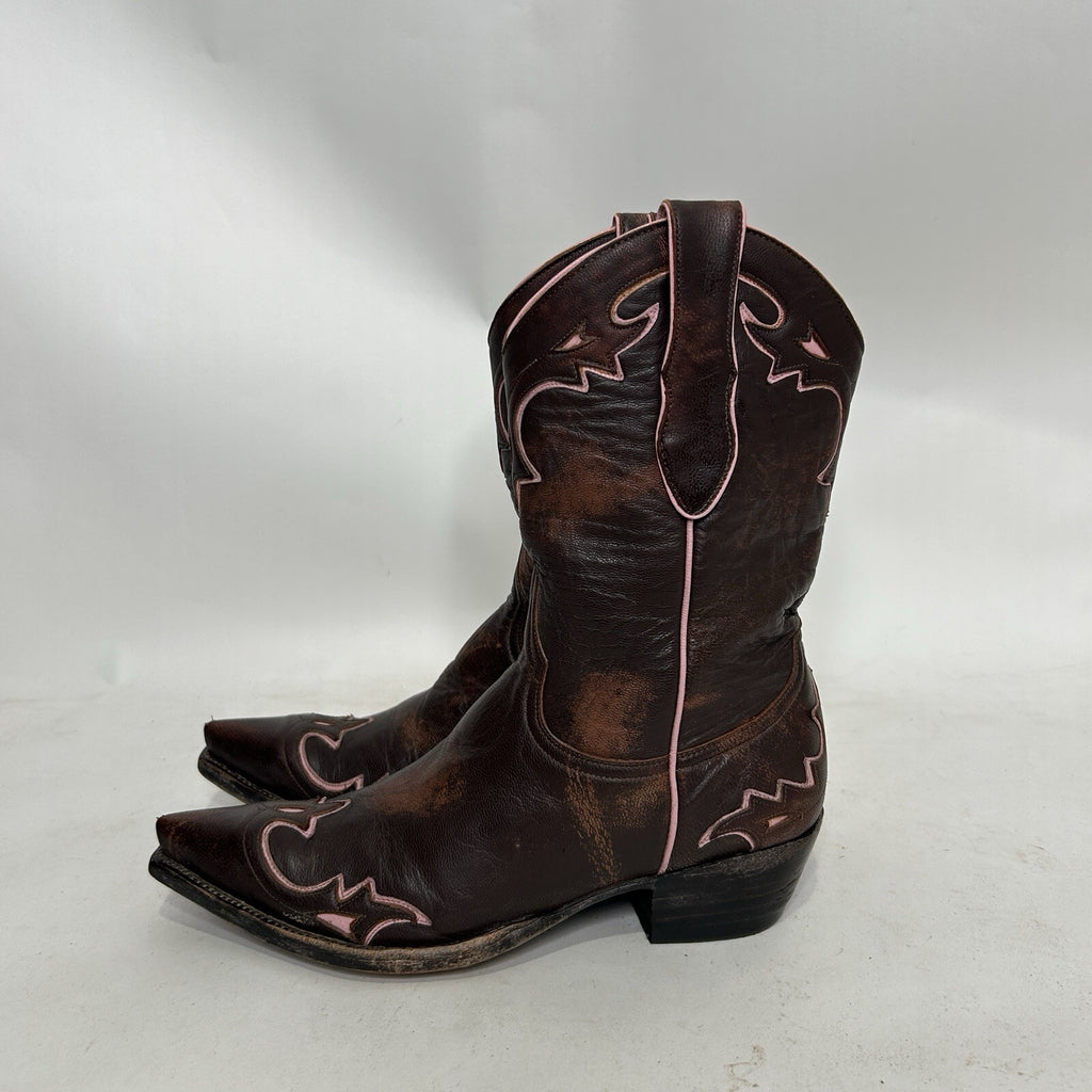 Vintage Old Gringo Villa Distressed Western Cowboy Boots “Brown Pink Women’s 8B