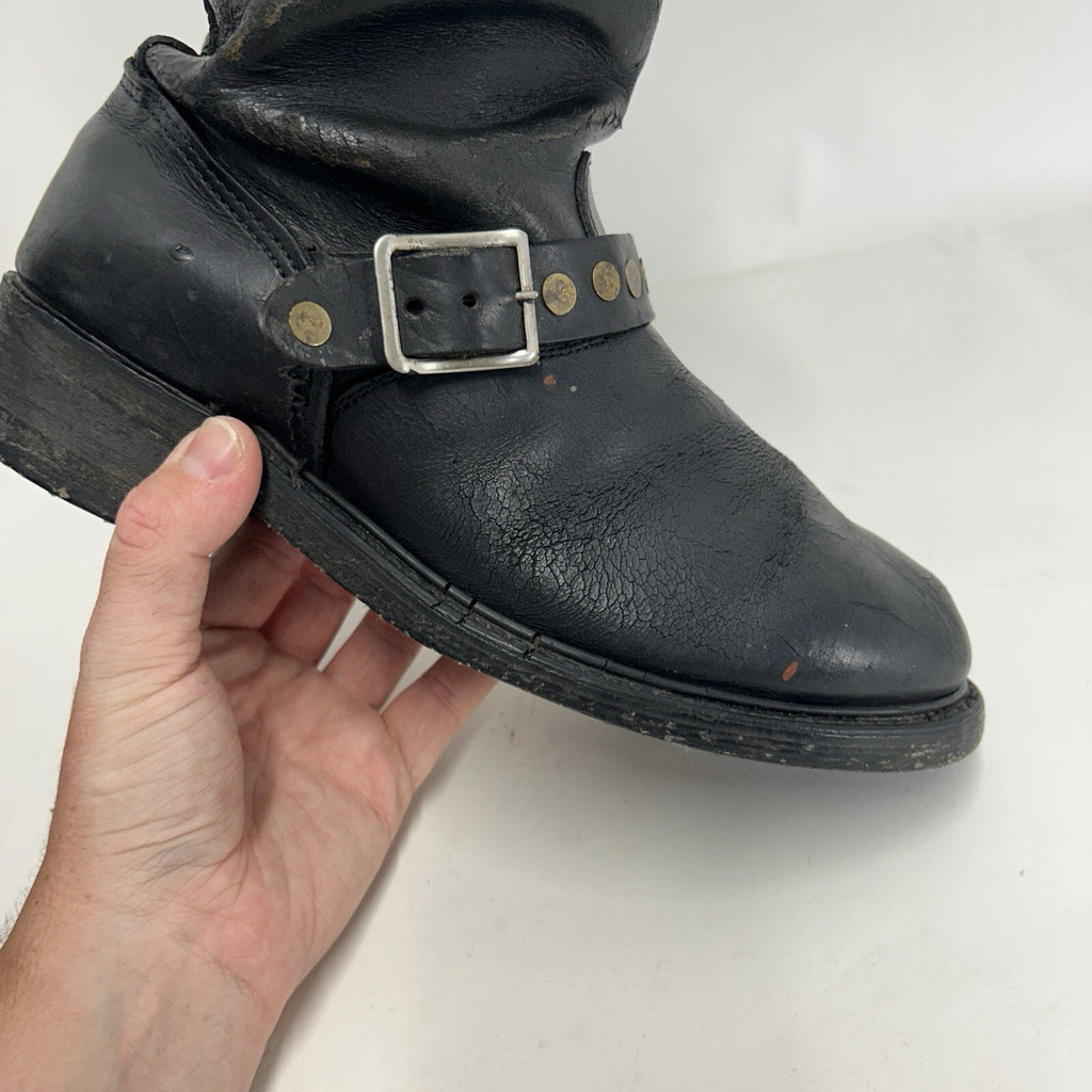 Vintage Riveted Engineer Boots Black Leather Made in USA Style 7800 Men’s 8