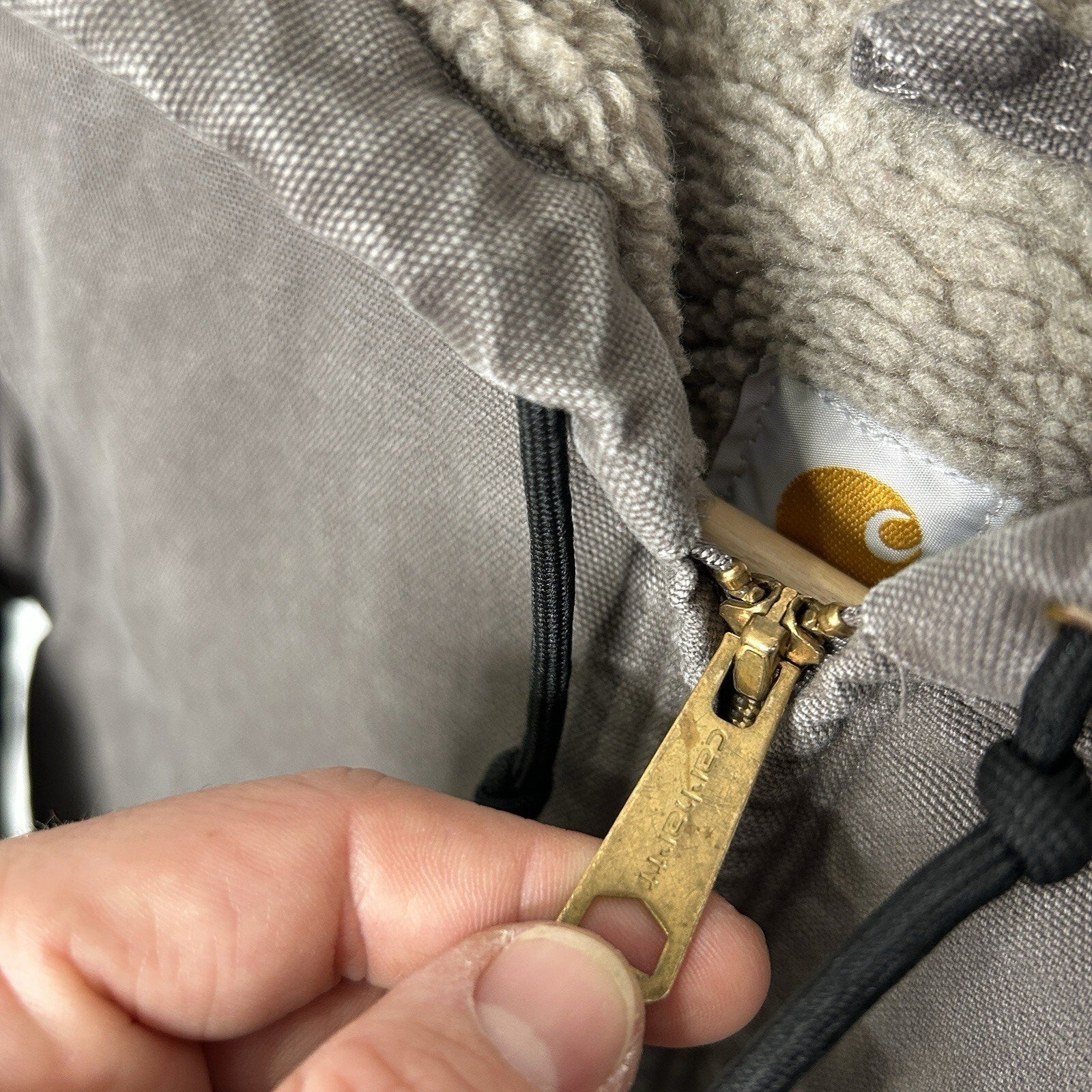Carhartt Sherpa-Lined Hooded Detroit Jacket “Taupe Grey”