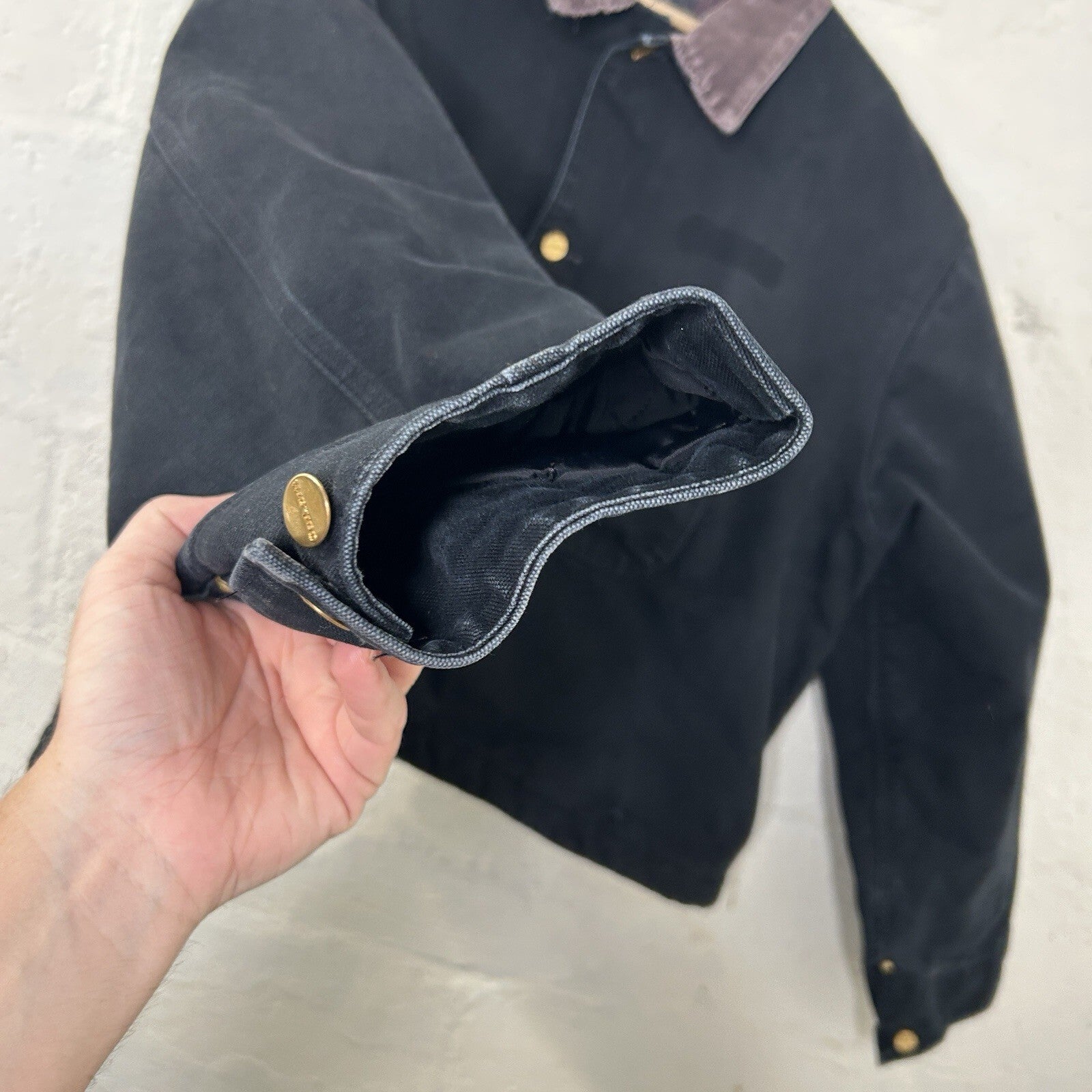 Vintage Cropped Carhartt Blanket-Lined Chore Coat “Black” C01 BLK Men’s 2XL