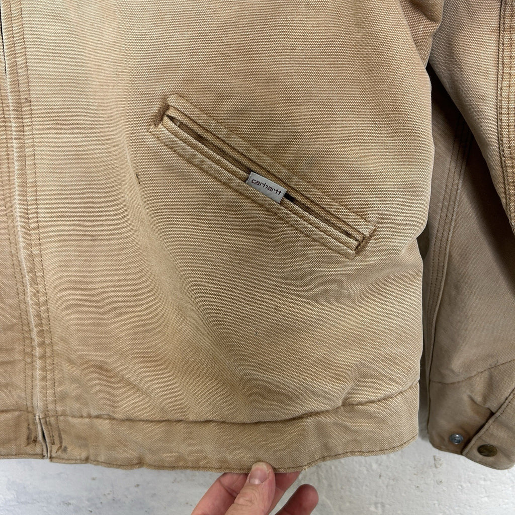 1989 Carhartt Faded Quilt-Lined Detroit Jacket “Tan” 6QLJ 100 Years Men’s Large