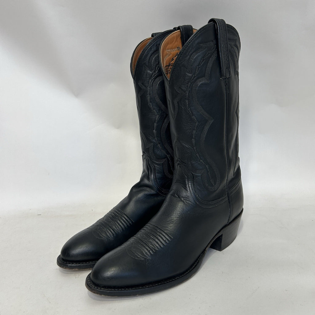 Vintage Lucchese 2000 Genuine Elk Western Cowboy Boots “Black” Men’s 8.5D