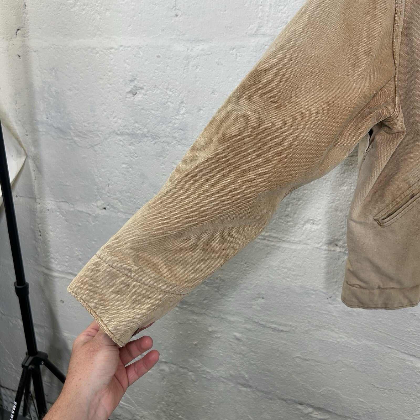 1989 Carhartt Faded Quilt-Lined Detroit Jacket “Tan” 6QLJ 100 Years Men’s Large