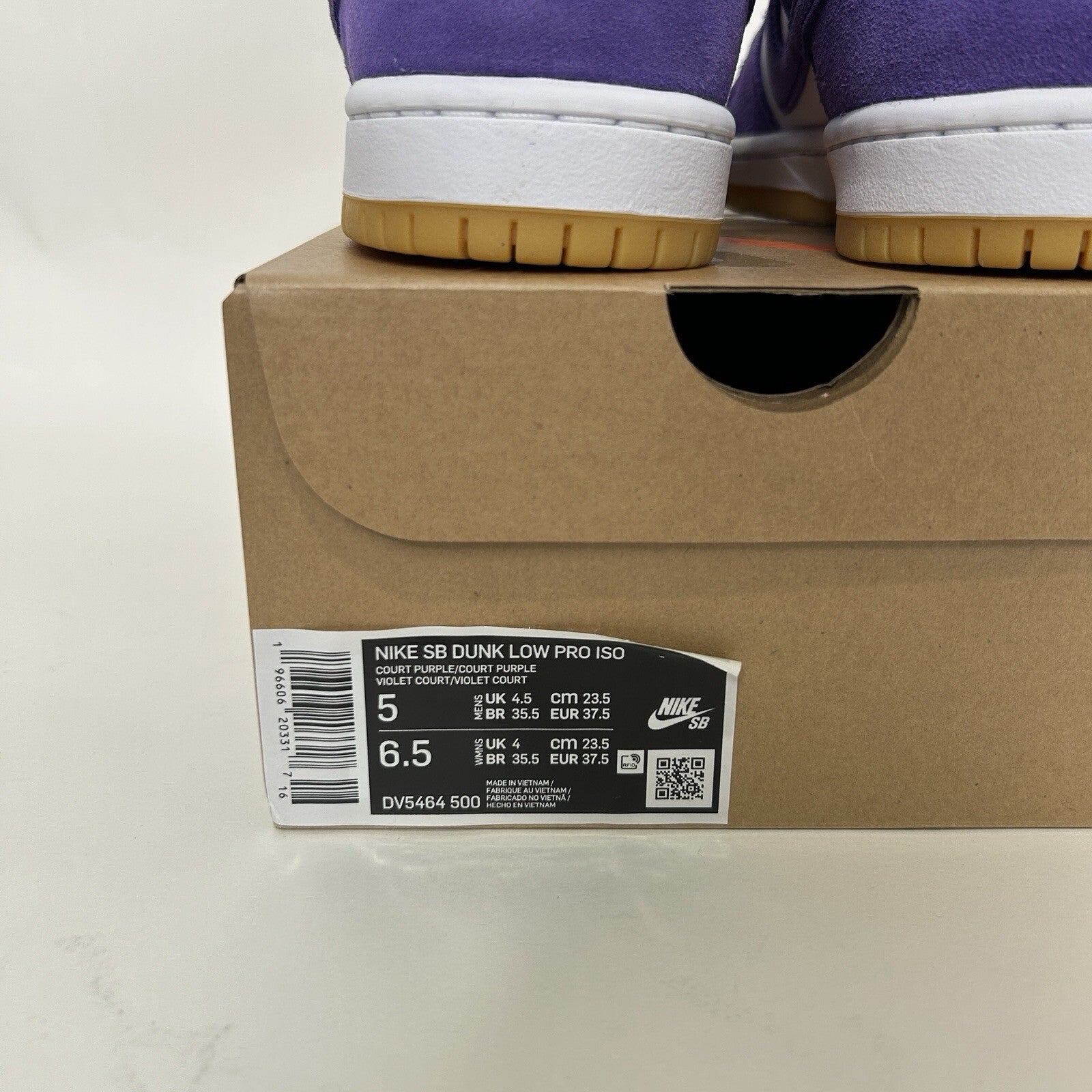 Nike SB Dunk Low Pro ISO Orange Label “Court Purple Gum” DV5464-500 Men's 5