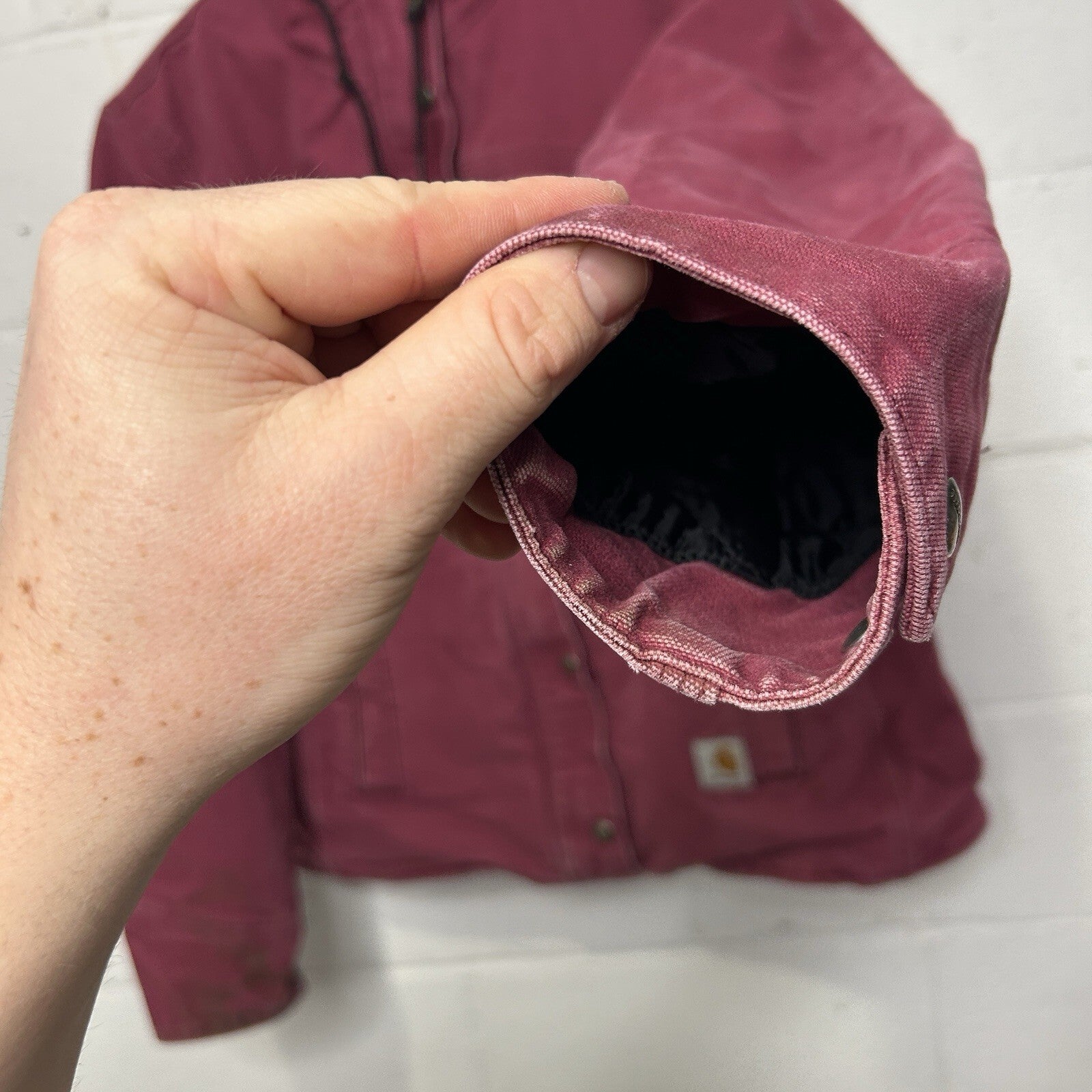 Y2K Carhartt Sherpa-Lined Sandstone Berkley Jacket “Merlot” 100657-648 Women’s M