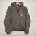 Y2K Carhartt Sherpa-Lined Hooded Detroit Jacket “Gray” WJ141-032 Women’s Small