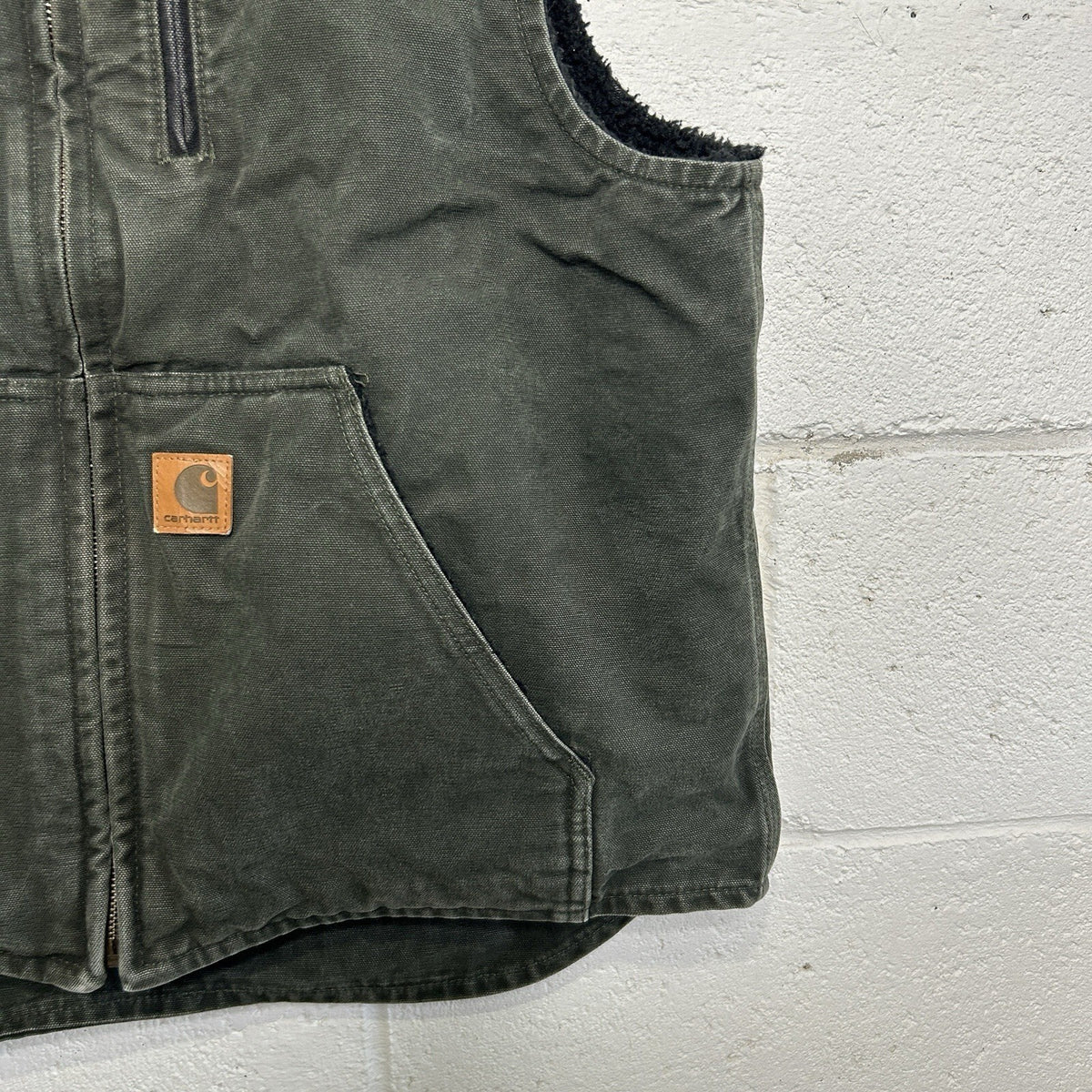 Carhartt Sandstone Sherpa-Lined Mock Neck Vest “Moss Green”