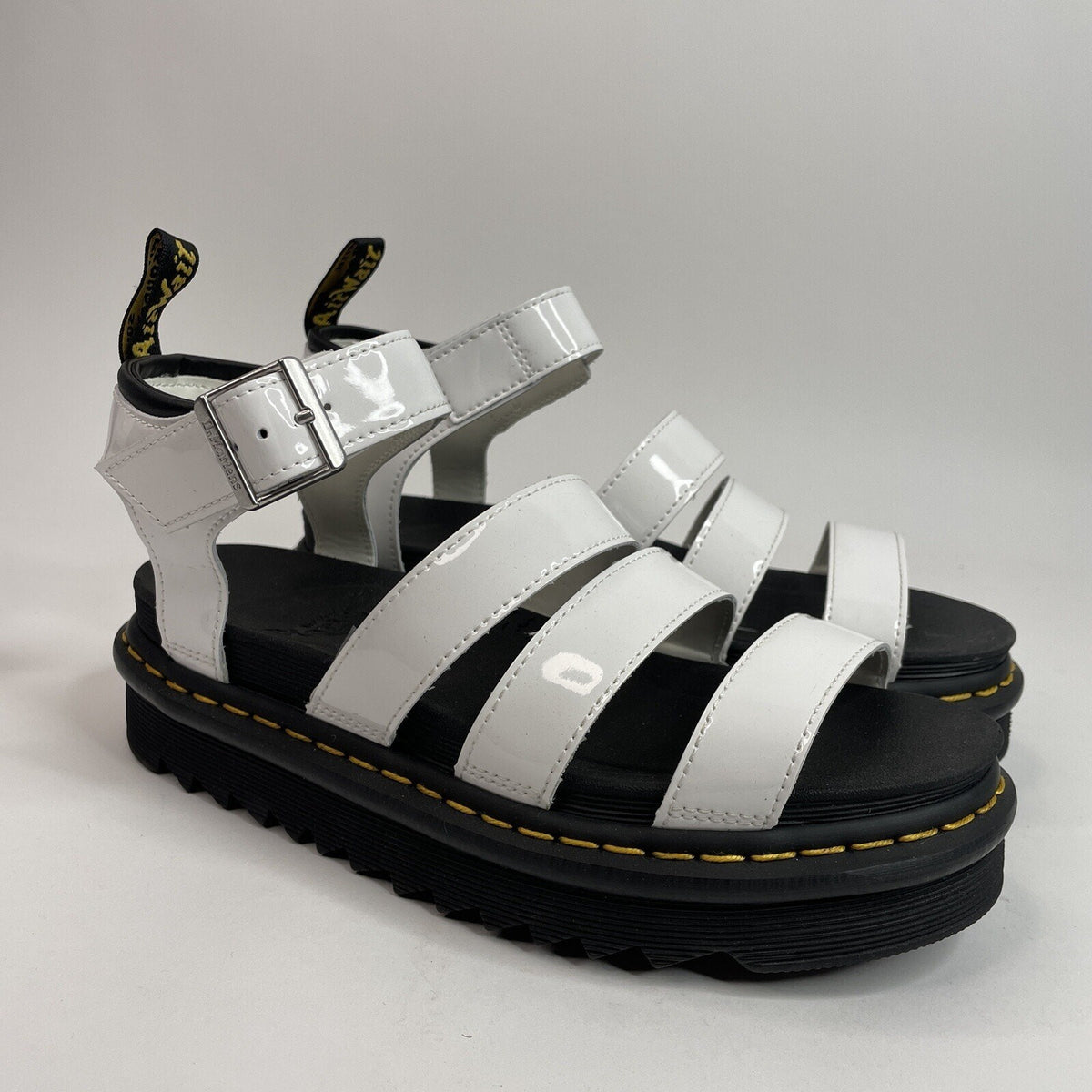 Doc Dr. Martens Blaire Platform Sandal “Patent White” Women's 8 LA004 New