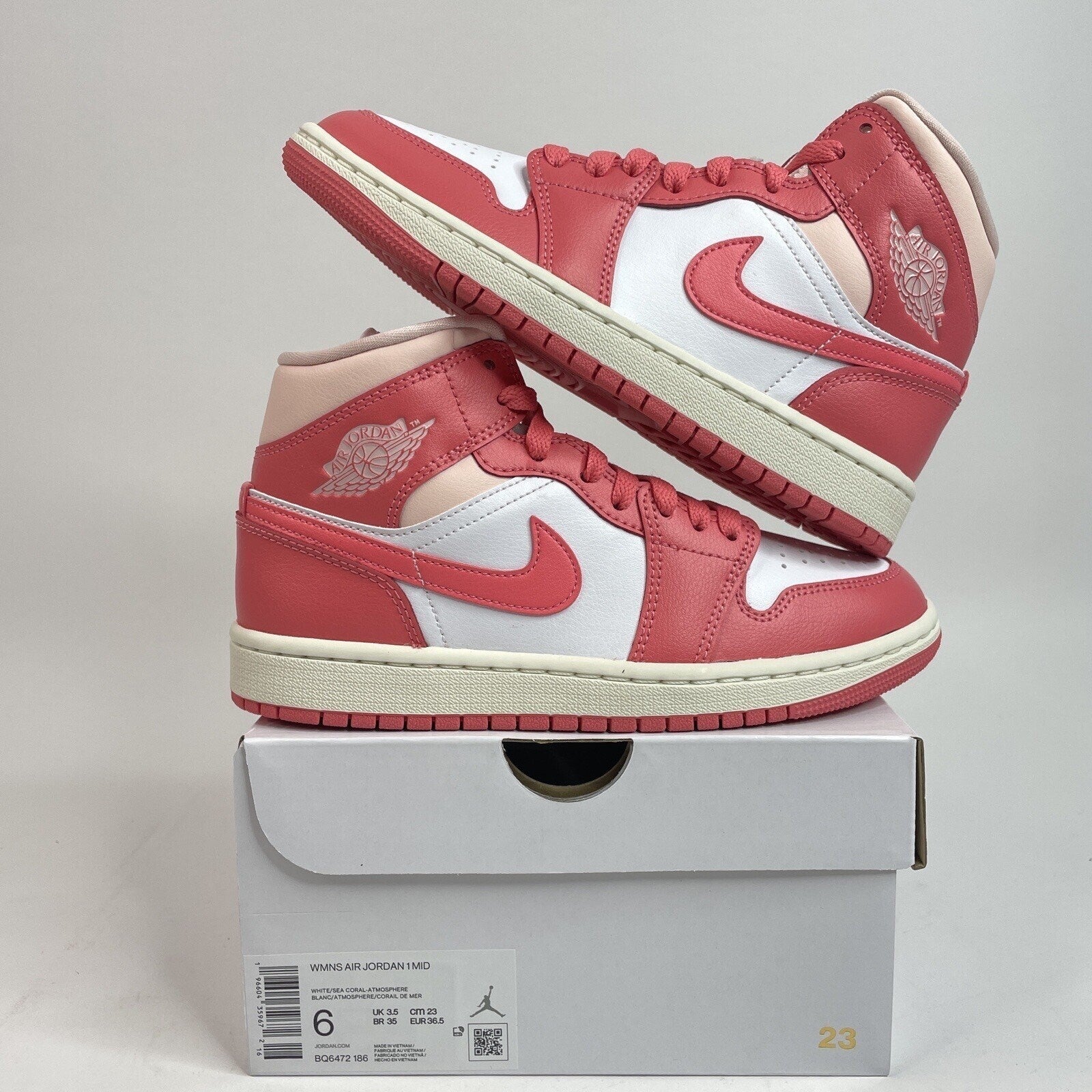 Nike Air Jordan 1 Mid Retro “Strawberries & Cream” BQ6472-186 Women's 6 New