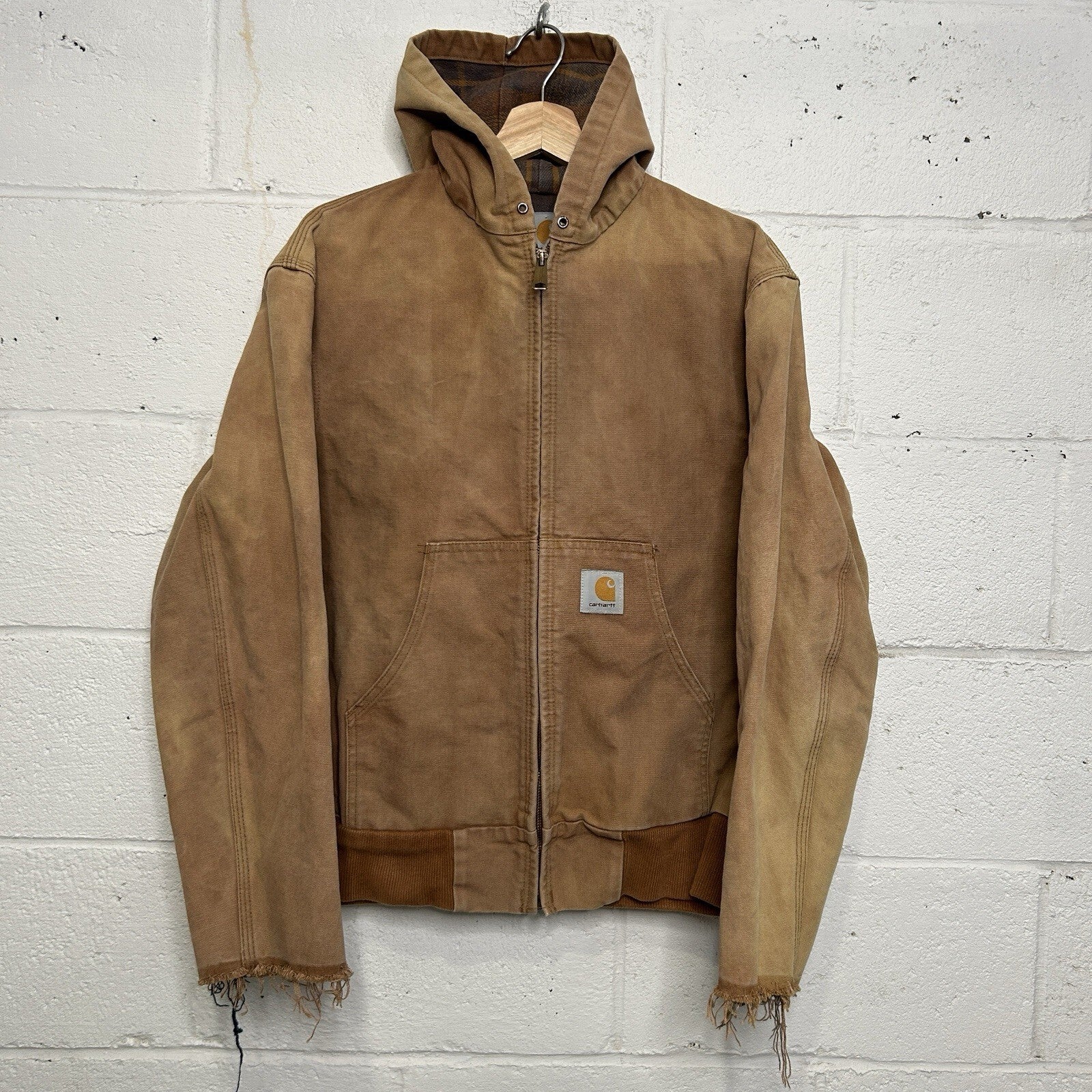 Vintage Carhartt Plaid-Lined Hooded Active Jacket “Brown” Men’s Small