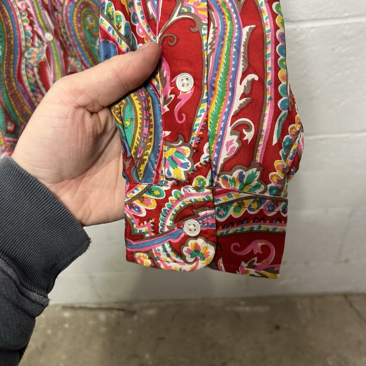 Vintage Polo Ralph Lauren 100% Silk Button-Down Shirt “Paisley” Men’s Medium