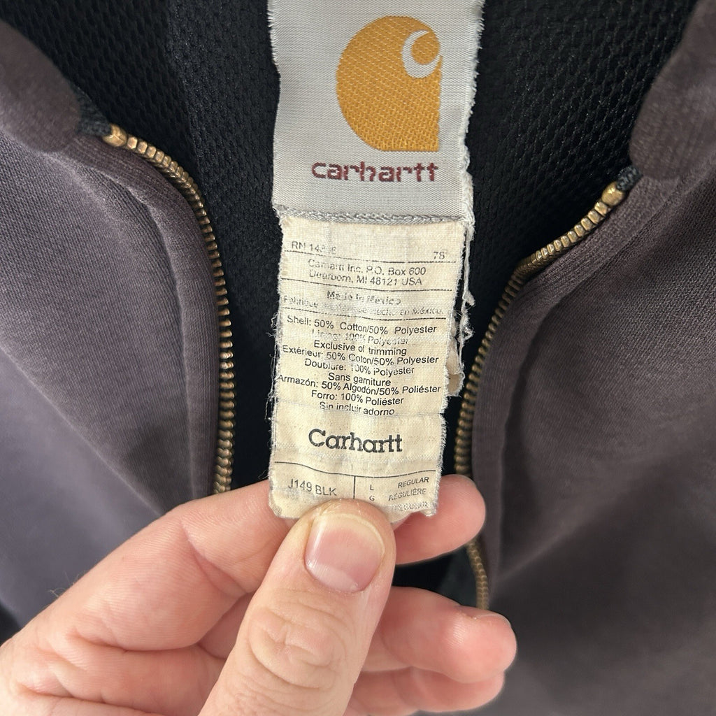 Vintage Faded Carhartt Thermal-Lined Hooded Zip-Up Jacket “Black” J149 Men’s LRG