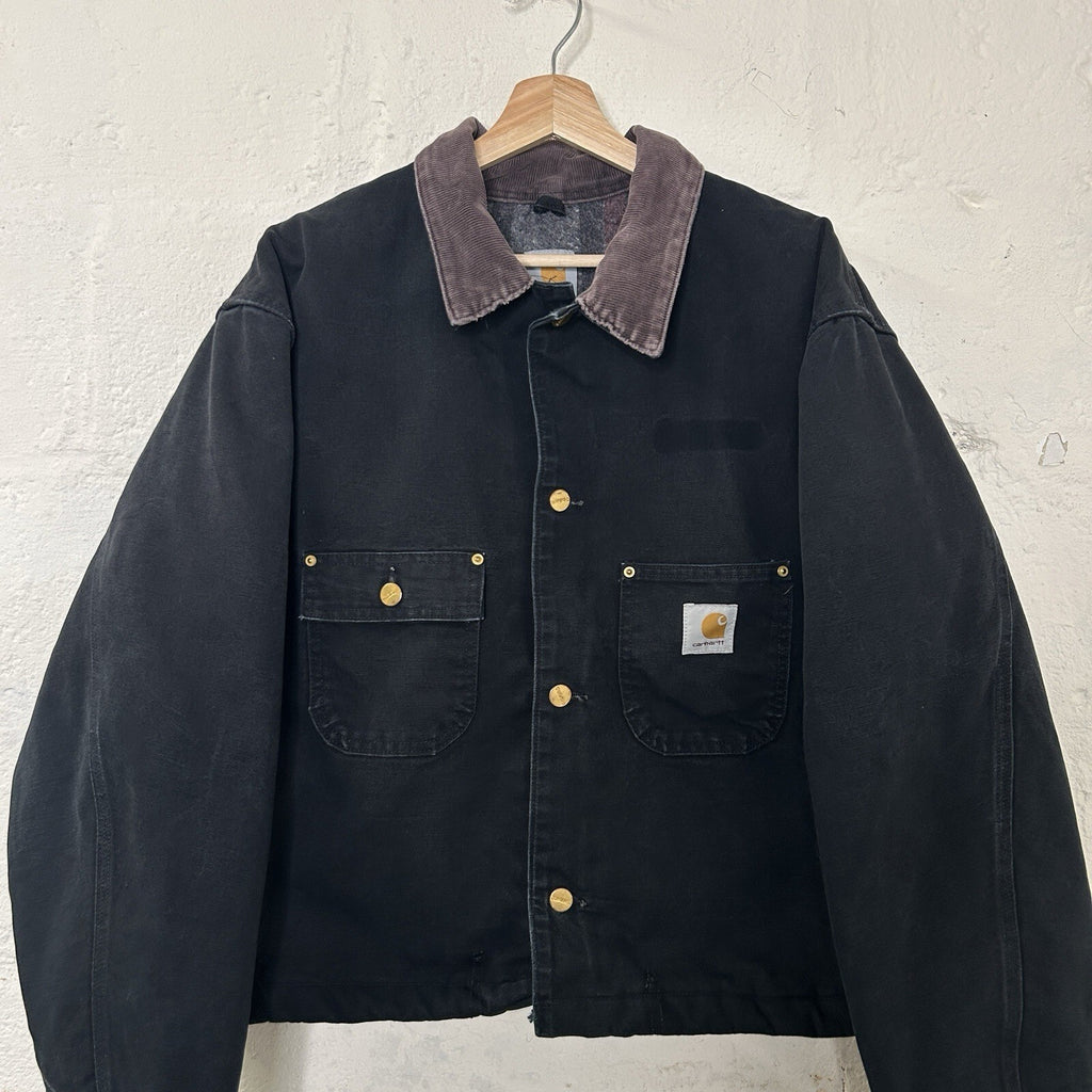 Vintage Cropped Carhartt Blanket-Lined Chore Coat “Black” C01 BLK Men’s 2XL