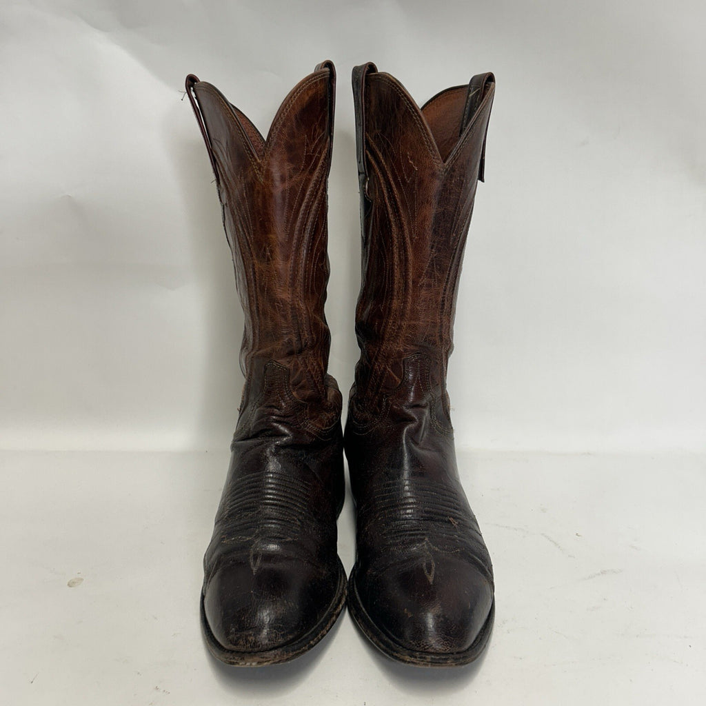 Vintage Lucchese Western Cowboy Boots Goat “Brown” Men’s 8.5EE Needs Repair