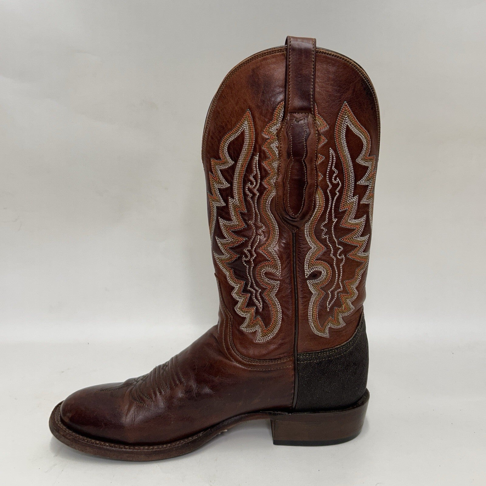 Lucchese Custom Stingray Square Toe Cowboy Boots “Brown” CY7136W8S Men’s 8D