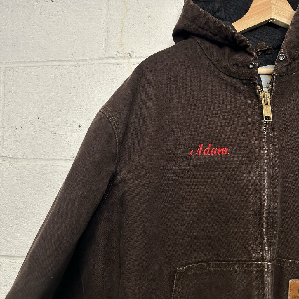 Vintage Carhartt Hooded Active Jacket “Dark Brown” J130 DKB Men’s Large Worn