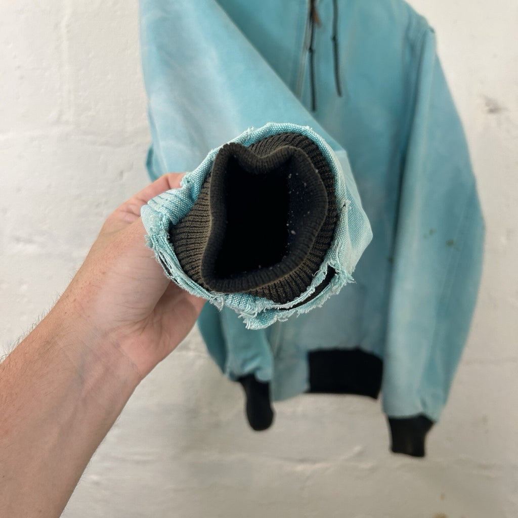 Vintage Faded Carhartt Mesh-Lined Hooded Active Jacket “Teal” JR441 Men’s Small