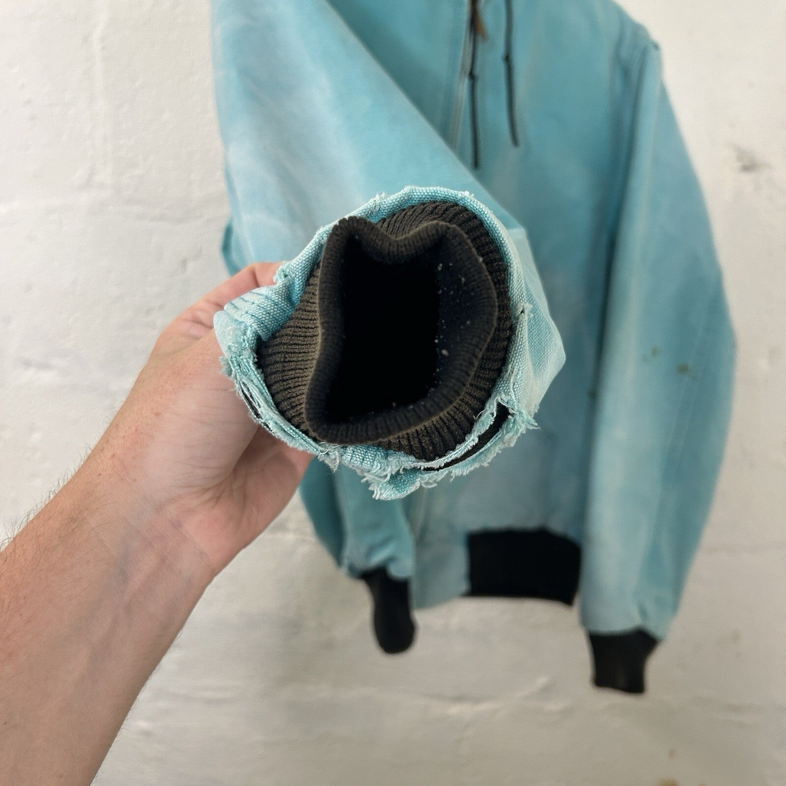 Vintage Faded Carhartt Mesh-Lined Hooded Active Jacket “Teal” JR441 Men’s Small