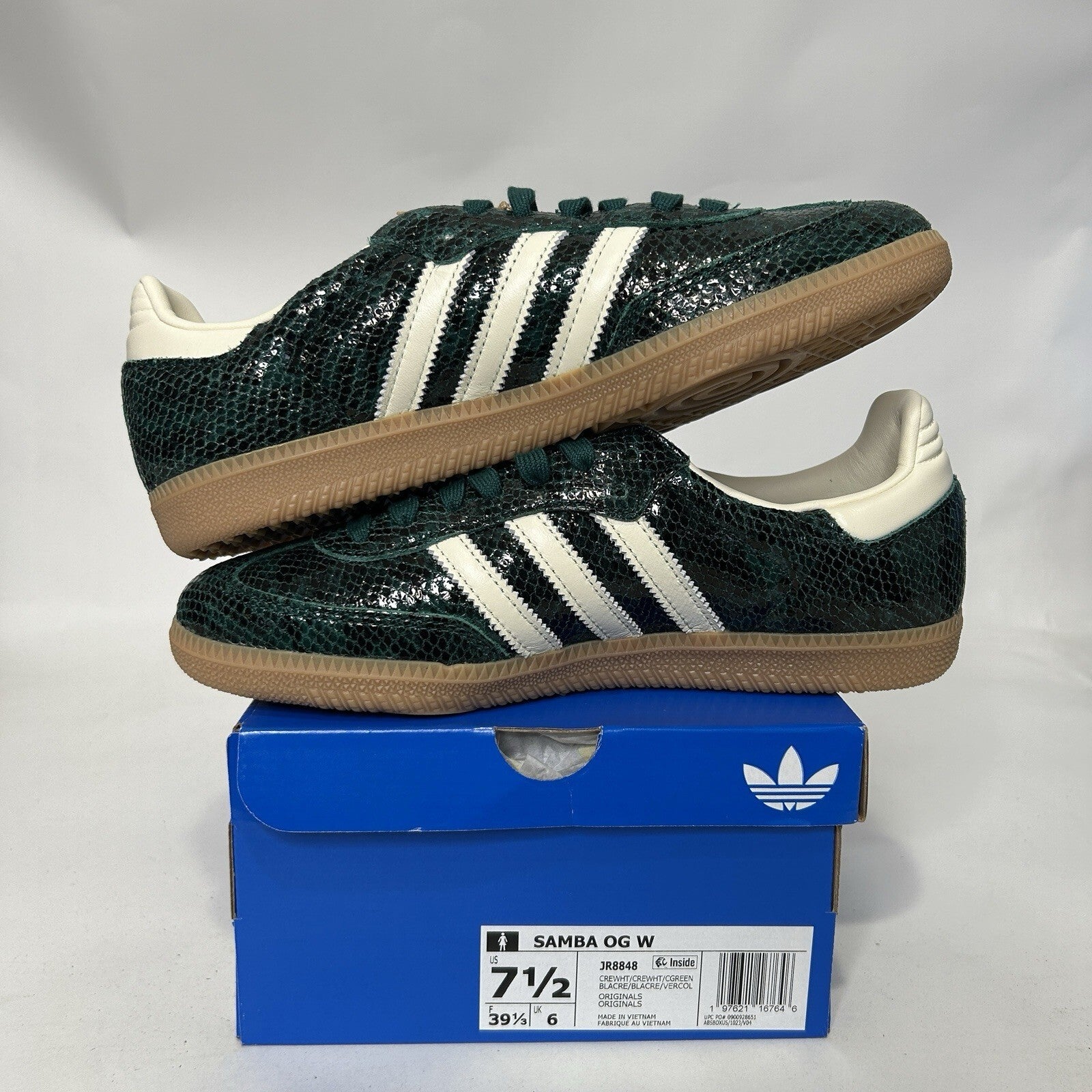 adidas Samba OG Snakeskin Pack - “Collegiate Green” JR8848 Women’s 7.5 New