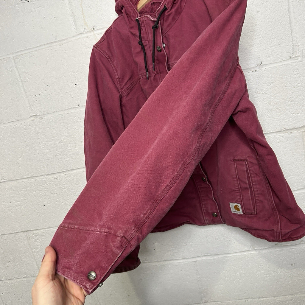 Y2K Carhartt Sherpa-Lined Sandstone Berkley Jacket “Merlot” 100657-648 Women’s M