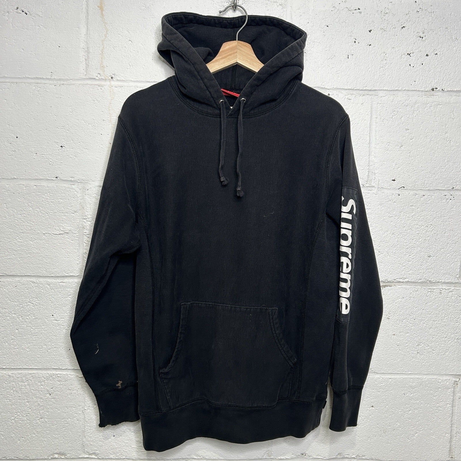 Supreme Street Hype Patch Sleeve Pullover Hoodie Jacket “Black” Medium