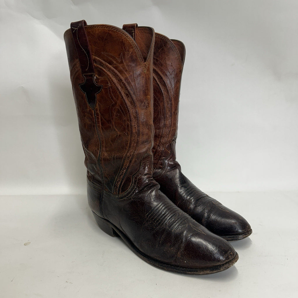 Vintage Lucchese Western Cowboy Boots Goat “Brown” Men’s 8.5EE Needs Repair