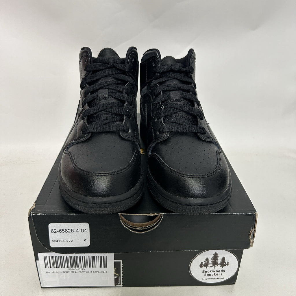 Nike Air Jordan 1 Mid GS “Deep Black Nubuck Swoosh” 554725-090 4.5Y/Women’s 6