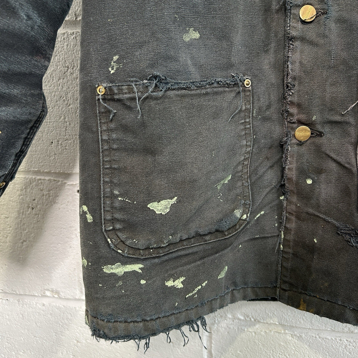 Thrashed Vintage Carhartt Blanket-Lined Chore Coat “Black” C01 BLK Men’s Small