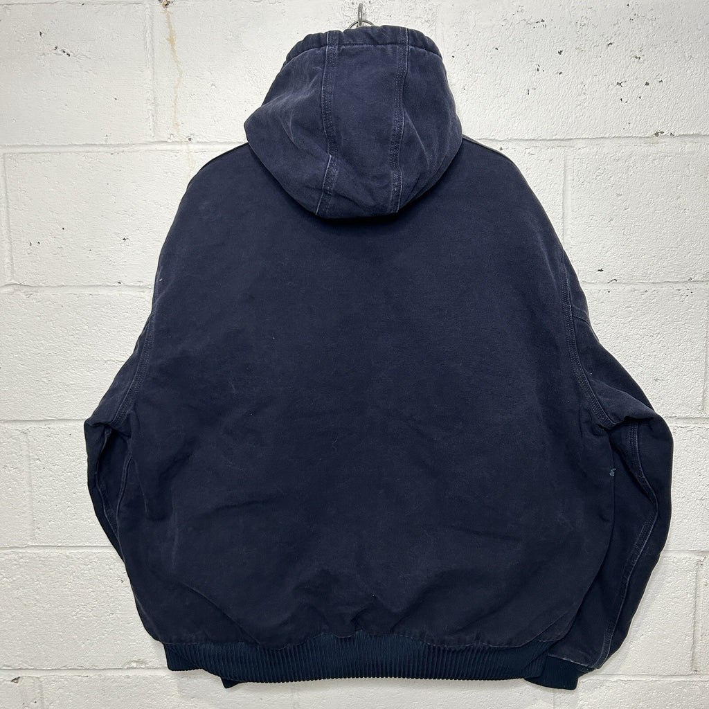 Vintage Carhartt Hooded Active Jacket “Midnight Blue” J130 MDT Men’s 2XL